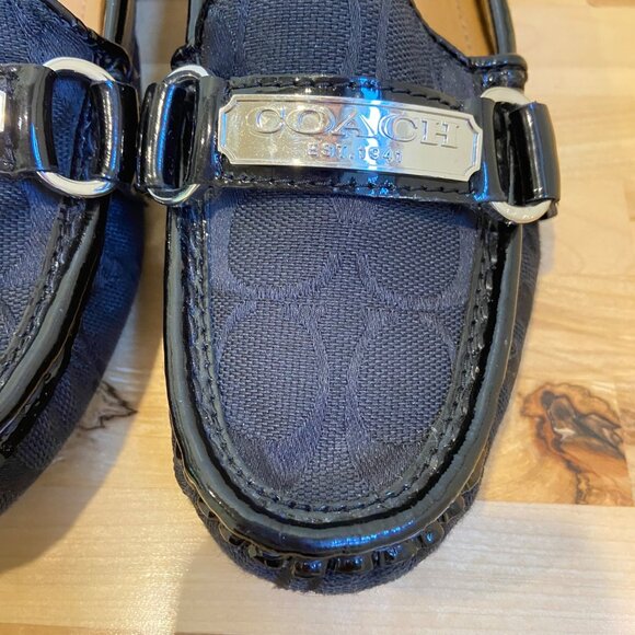 Coach Womens Felisha style Black Signature Canvas & Patent Leather Loafers Size - Picture 7 of 16